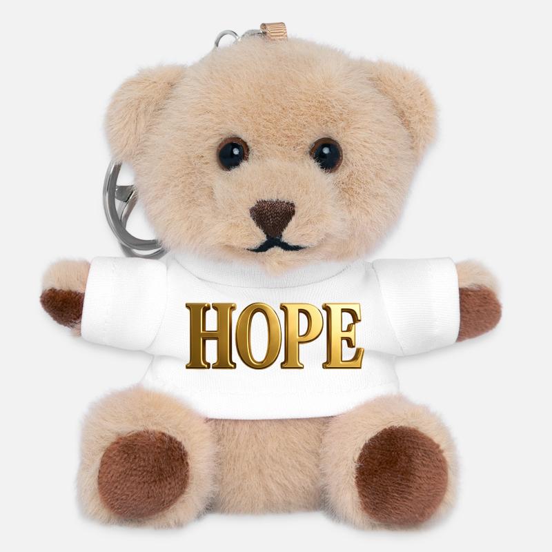 NEW -- Golden "Hope" - Classic Style. - Teddy Keyring - white