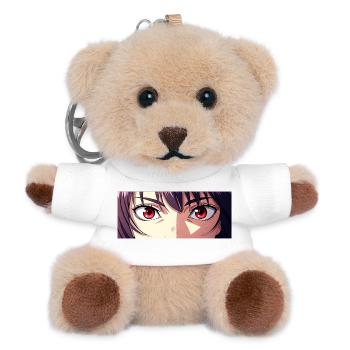 Anime Augen Rot Intensiv Blick Manga Fan - Teddy Schlüsselanhänger - Weiß - Vorne