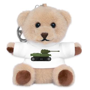 Military tank - Teddy Keyring - white - Front
