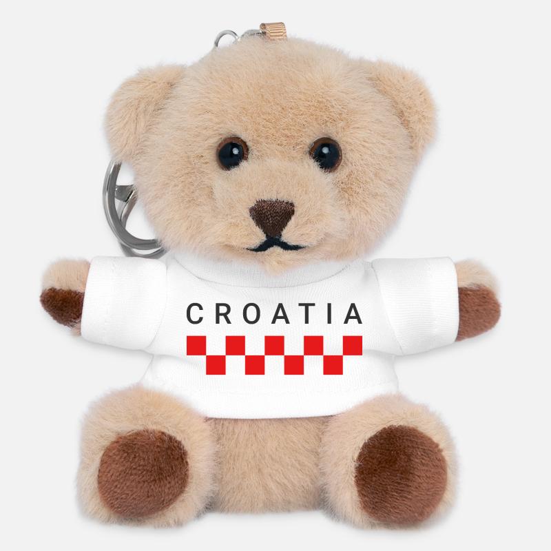 Croatia Red Squares - Teddy Keyring - white