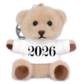 2026 - ein neues Jahr - Teddy Schlüsselanhänger - Weiß - Vorne