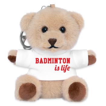 Badminton ist das Leben! - Teddy Schlüsselanhänger - Weiß - Vorne
