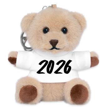 Jahreszahl 2026 Pinselstrich - Teddy Schlüsselanhänger - Weiß - Vorne