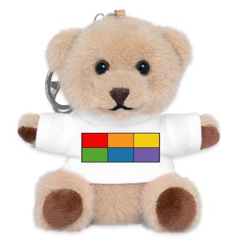 LGBT_Regenbogen_Farbblock grid - Teddy Keyring - white - Front