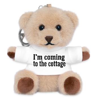 Ich komme zur Cottage Distressed-Nachricht - Teddy Schlüsselanhänger - Weiß - Vorne