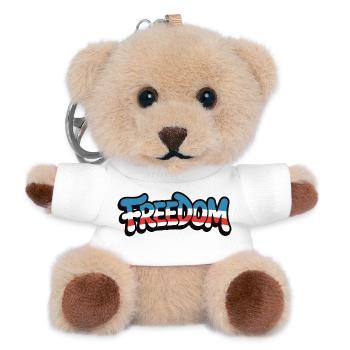 Freedom Typography Statement Design - Teddy Keyring - white - Front