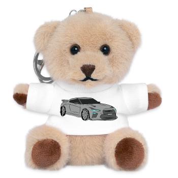 Sportwagen Silhouette Neon Highlights - Teddy Schlüsselanhänger - Weiß - Vorne