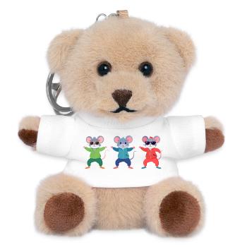 Drei coole Mäuse mit Sonnenbrille Tier Kindermotiv - Teddy Schlüsselanhänger - Weiß - Vorne
