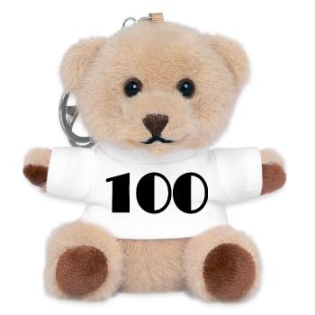 100. 100 JAHRE. 100-JÄHRIGES JUBILÄUM. GEBURTSTAG 100 - Teddy Schlüsselanhänger - Weiß - Vorne