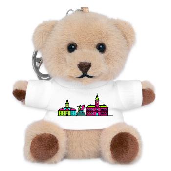 Klagenfurt City Skyline Lindwurm Modern Art - Teddy Keyring - white - Front