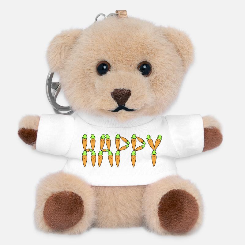 Carottes heureuses - Porte-clés ourson - blanc