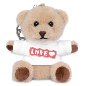 Love Stamp Heart - Teddy Keyring - white - Front