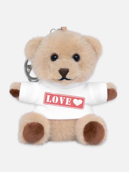Liebesstempelherz - Teddy Schlüsselanhänger - Weiß