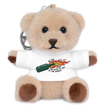 Flaming Bottle Be The Light - Teddy Keyring - white - Front