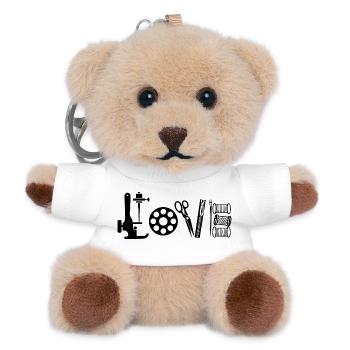  Love Nähen Schneider Handarbeit Nähmaschine - Teddy Schlüsselanhänger - Weiß - Vorne