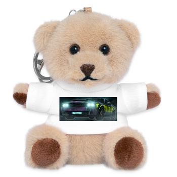 Flash Check Neon Stripe Car - Teddy Keyring - white - Front