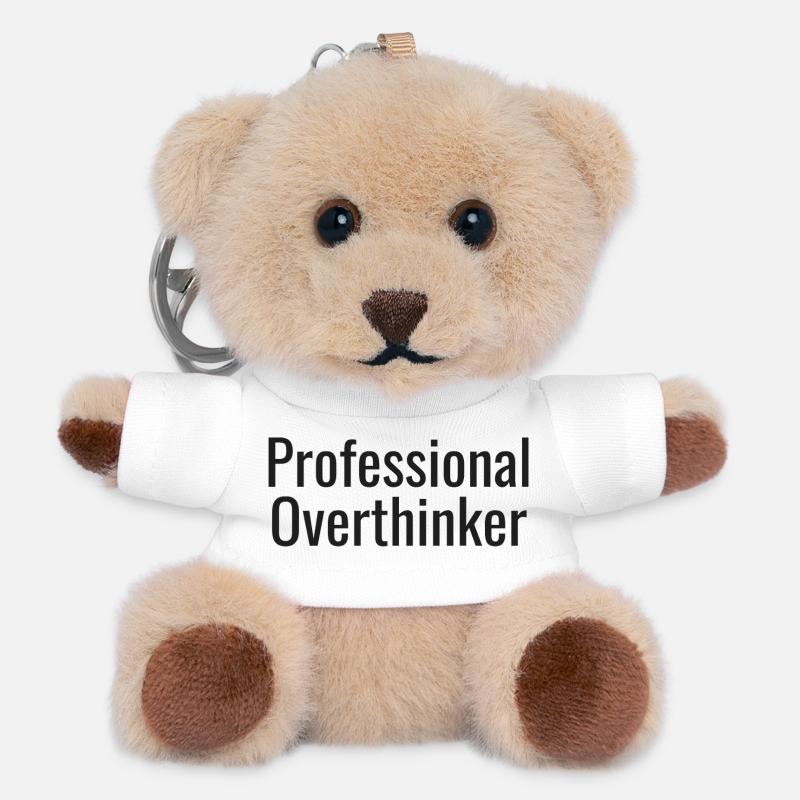 Overthinker tee | Funny Anxiety Gift - Teddy Schlüsselanhänger - Weiß