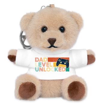 Dad Level Unlocked Gamer Father Humor - Teddy Keyring - white - Front