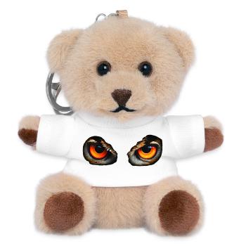 eulen augen 2, vögel - Teddy Schlüsselanhänger - Weiß - Vorne