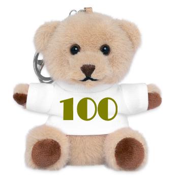 100. 100 JAHRE. 100-JÄHRIGES JUBILÄUM. GEBURTSTAG 100 - Teddy Schlüsselanhänger - Weiß - Vorne