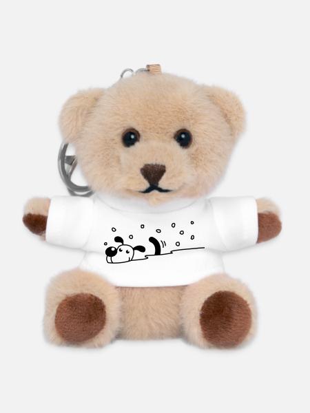 Niedlicher Hund im Schnee - Teddy Schlüsselanhänger - Weiß