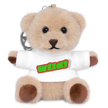 Graffiti wordmark green with red border - Teddy Keyring - white - Front