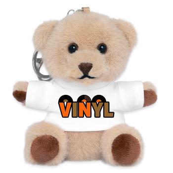 Lettrage vinyle : Musique rétro Nerd - Porte-clés ourson - blanc - Devant