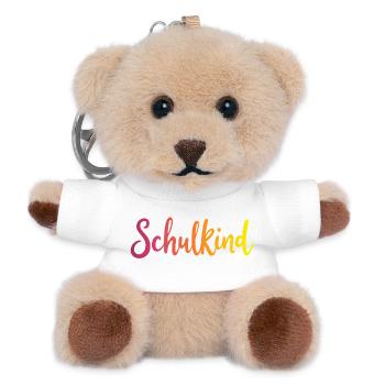 Schulkind Farbverlauf Rot-Gelb - Gradient Script - Teddy Schlüsselanhänger - Weiß - Vorne