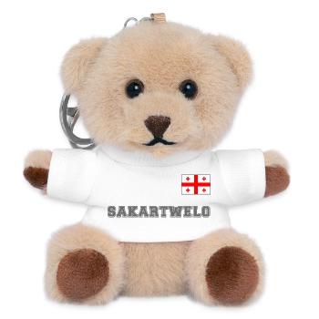 Georgien_SAKARTWELO_mit_Flagge_auf_Brust_Sport_ - Teddy Schlüsselanhänger - Weiß - Vorne