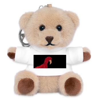 Red parrot on black background - Teddy Keyring - white - Front