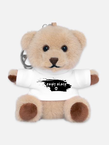 Schwarz lackieren - Teddy Schlüsselanhänger - Weiß