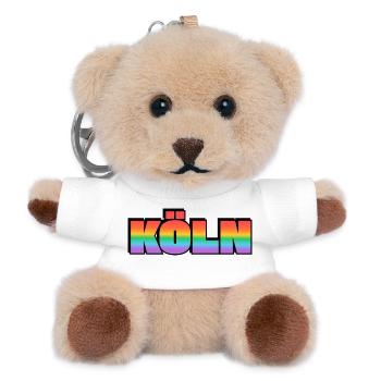 Köln Rainbow LGBT Gay Pride - Teddy Schlüsselanhänger - Weiß - Vorne