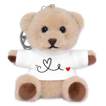 Herz Schnoerkel Linie - Teddy Schlüsselanhänger - Weiß - Vorne