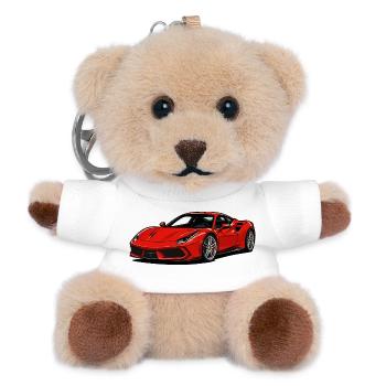 Roter Sportwagen Illustration - Teddy Schlüsselanhänger - Weiß - Vorne