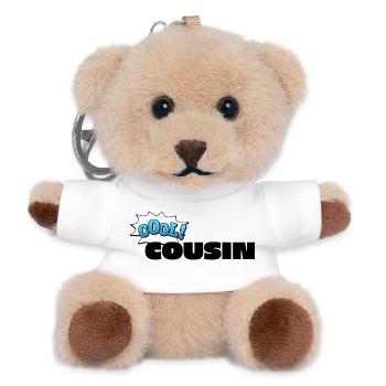 Schriftzug Cool Cousin für den coolen Cousin - Teddy Schlüsselanhänger - Weiß - Vorne