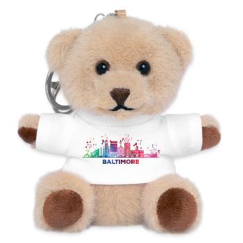 Baltimorean Watercolor Skyline Baltimore - Teddy Keyring - white - Front