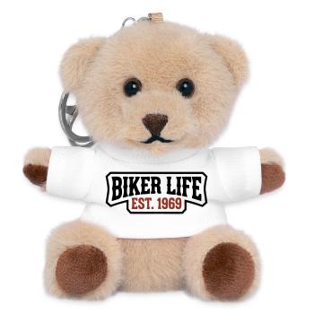 Biker Life lettering logo - Teddy Keyring - white - Front