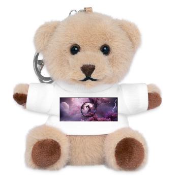 Drache im rosa Nebel - Teddy Schlüsselanhänger - Weiß - Vorne