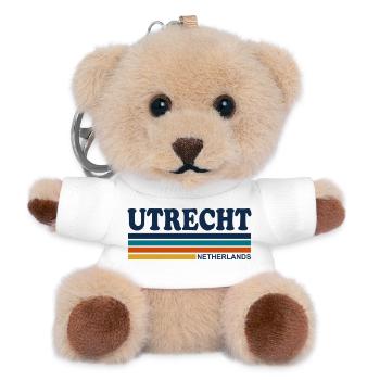 Utrecht Niederlande Retro-Streifen - Teddy Schlüsselanhänger - Weiß - Vorne