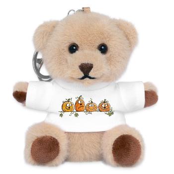 Lustige Kürbisse auf Ranke Herbst Kürbis - Teddy Schlüsselanhänger - Weiß - Vorne