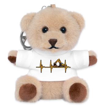 Baggerfahrer Herzschlag EKG Bagger T-Shirt - Teddy Schlüsselanhänger - Weiß - Vorne
