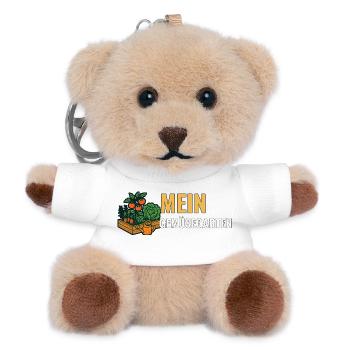 Gemüsegarten Geschenk für Gartenfreunde. - Teddy Schlüsselanhänger - Weiß - Vorne