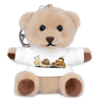 Schnecke Faultier Langsam Müde Tierhumor Cartoon - Teddy Schlüsselanhänger - Weiß - Vorne