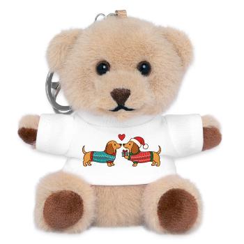 Dackel verliebt in Weihnachtspullovern - Teddy Schlüsselanhänger - Weiß - Vorne