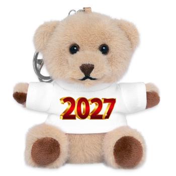 NEU – Frohes neues Jahr – 2027! - Teddy Schlüsselanhänger - Weiß - Vorne