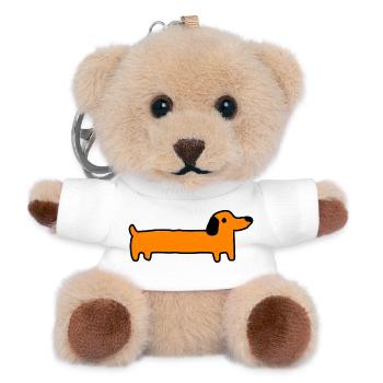 Dackel Hund Geschenk - Teddy Schlüsselanhänger - Weiß - Vorne