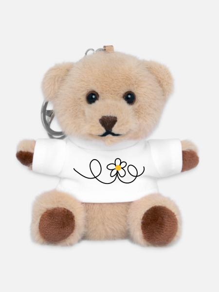 Blume - Teddy Schlüsselanhänger - Weiß