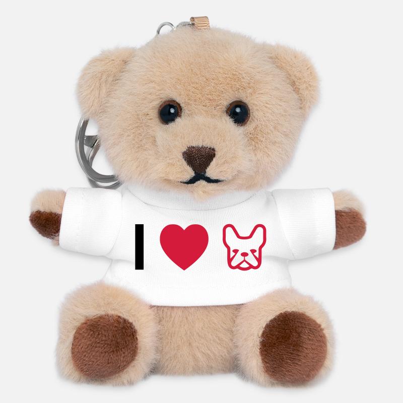 bouledogue français - Porte-clés ourson - blanc
