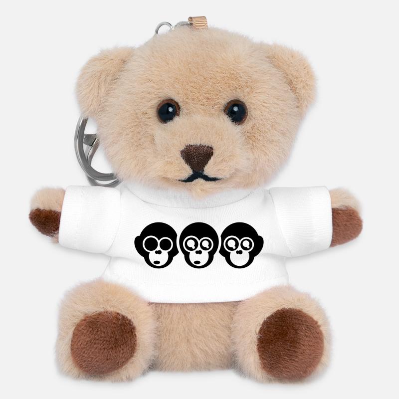 the three monkeys - Teddy Keyring - white