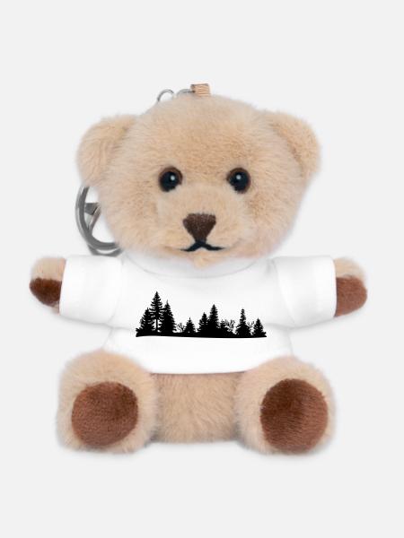 Black silhouette of a forest - Teddy Keyring - white